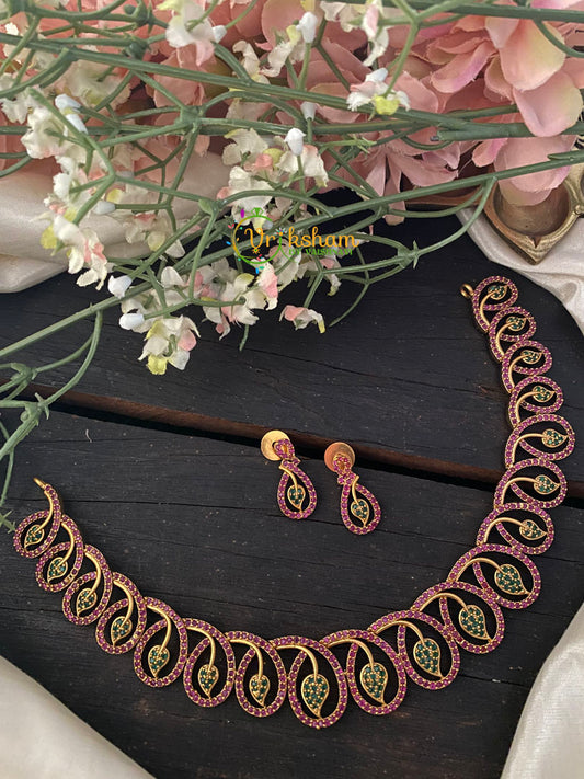 Red Green CZ Stone Choker Neckpiece -G2805