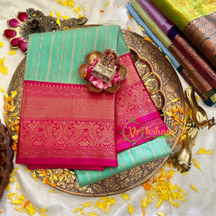 Mint Green with Pink Veldhari Kanchi Silk -VS1574