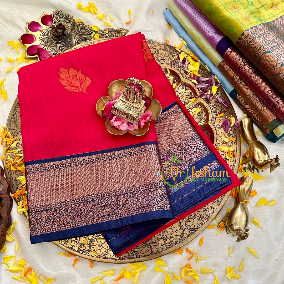 Red with Blue Kanchi Silk -VS1572