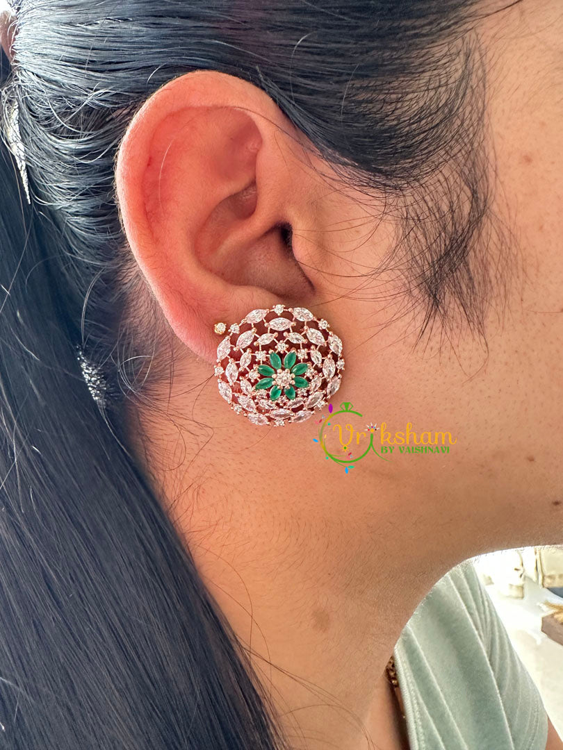 Green and White American Diamond Stud -G6615