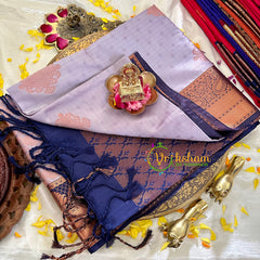 Lavender with Blue Silk Saree -Kanchi Silk -VS1563