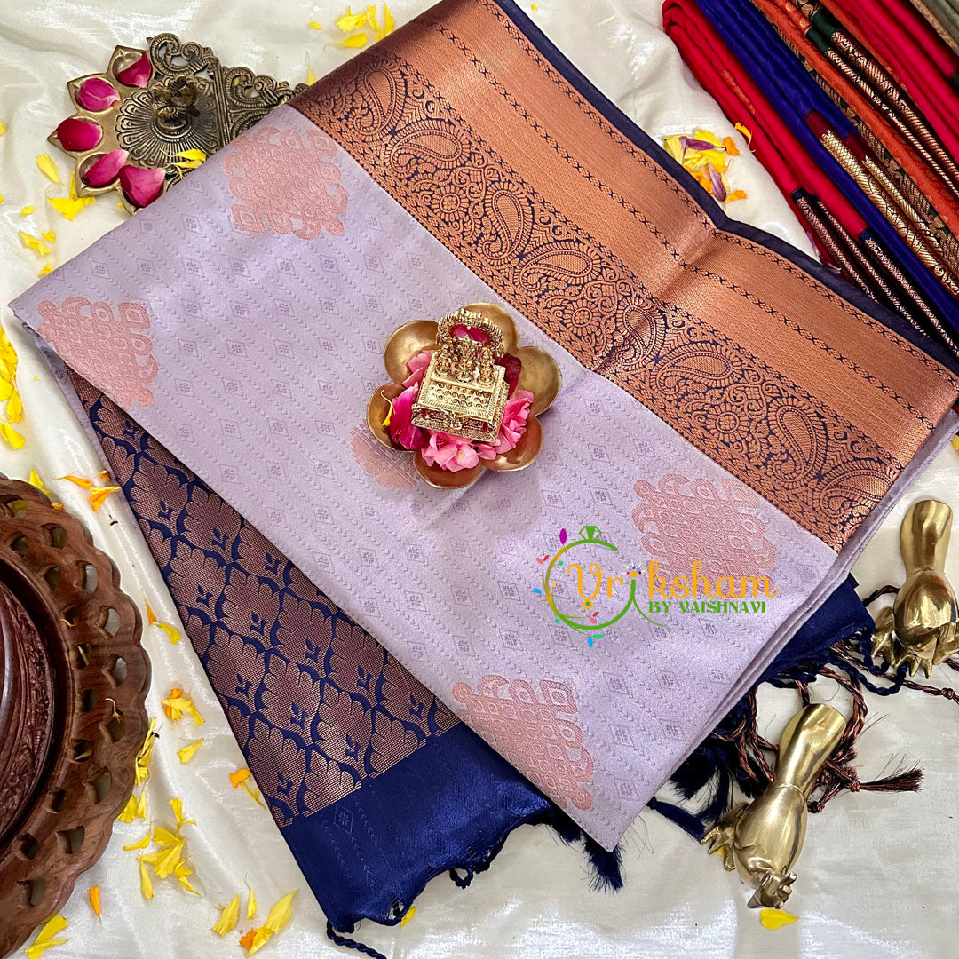 Lavender with Blue Silk Saree -Kanchi Silk -VS1563