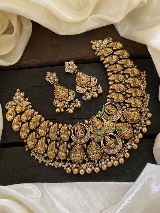 Premium Antique Temple Lakshmi Short Neckpiece-G7700