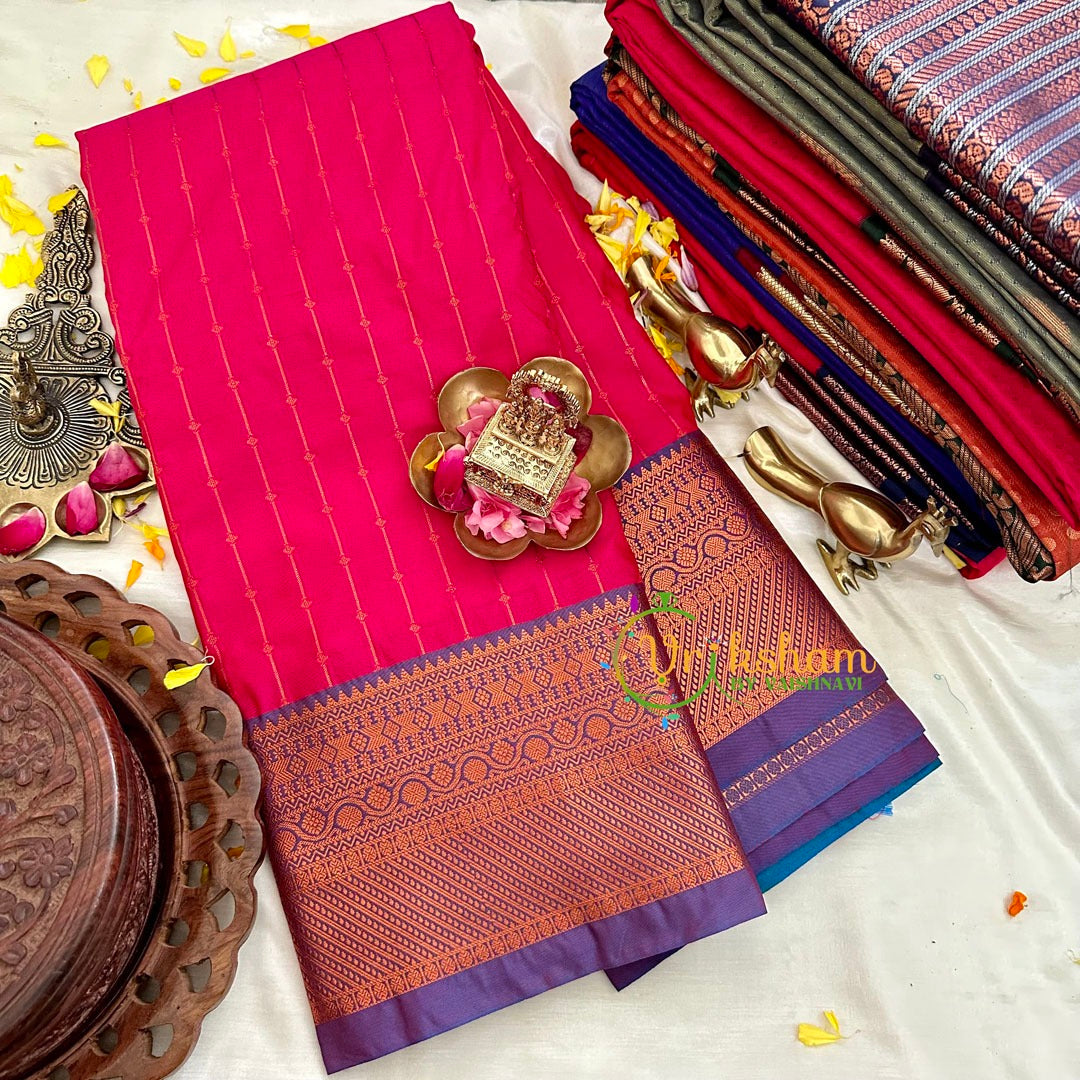 Pink with Purple Silk Saree -Kanchi Silk -VS1561