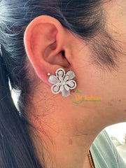 Grey Floral American Diamond Stud -G6624