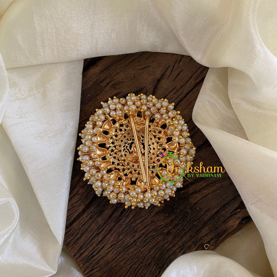 Antique Cluster Pearl Billai -Lakshmi-Red Green -G10223