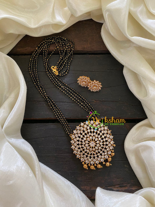 White Kundan Pendant Mangalsutra Chain -G7704