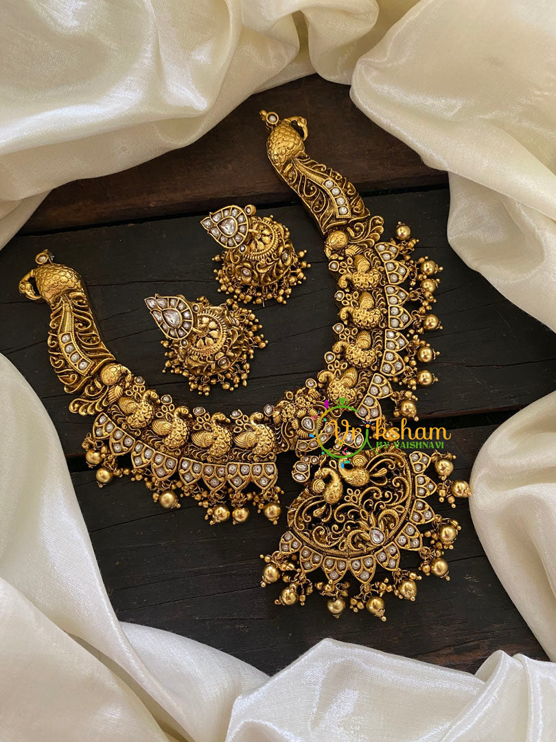 Premium Gold Look Alike Peacock Neckpiece -Ghungroo-G7705