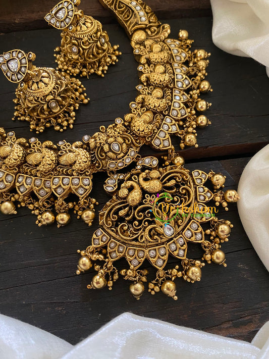 Premium Gold Look Alike Peacock Neckpiece -Ghungroo-G7705