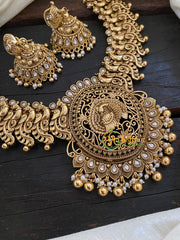 Premium Gold Look Alike Peacock Neckpiece -Ghungroo-G7706