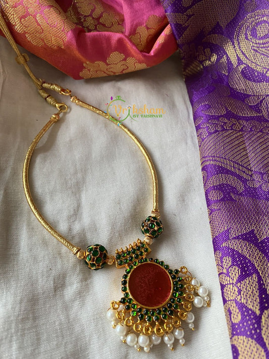 Palakka Pendant Kemp Choker -Red Green -G1635