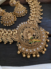 Premium Gold Look Alike Peacock Neckpiece -Ghungroo-G7706