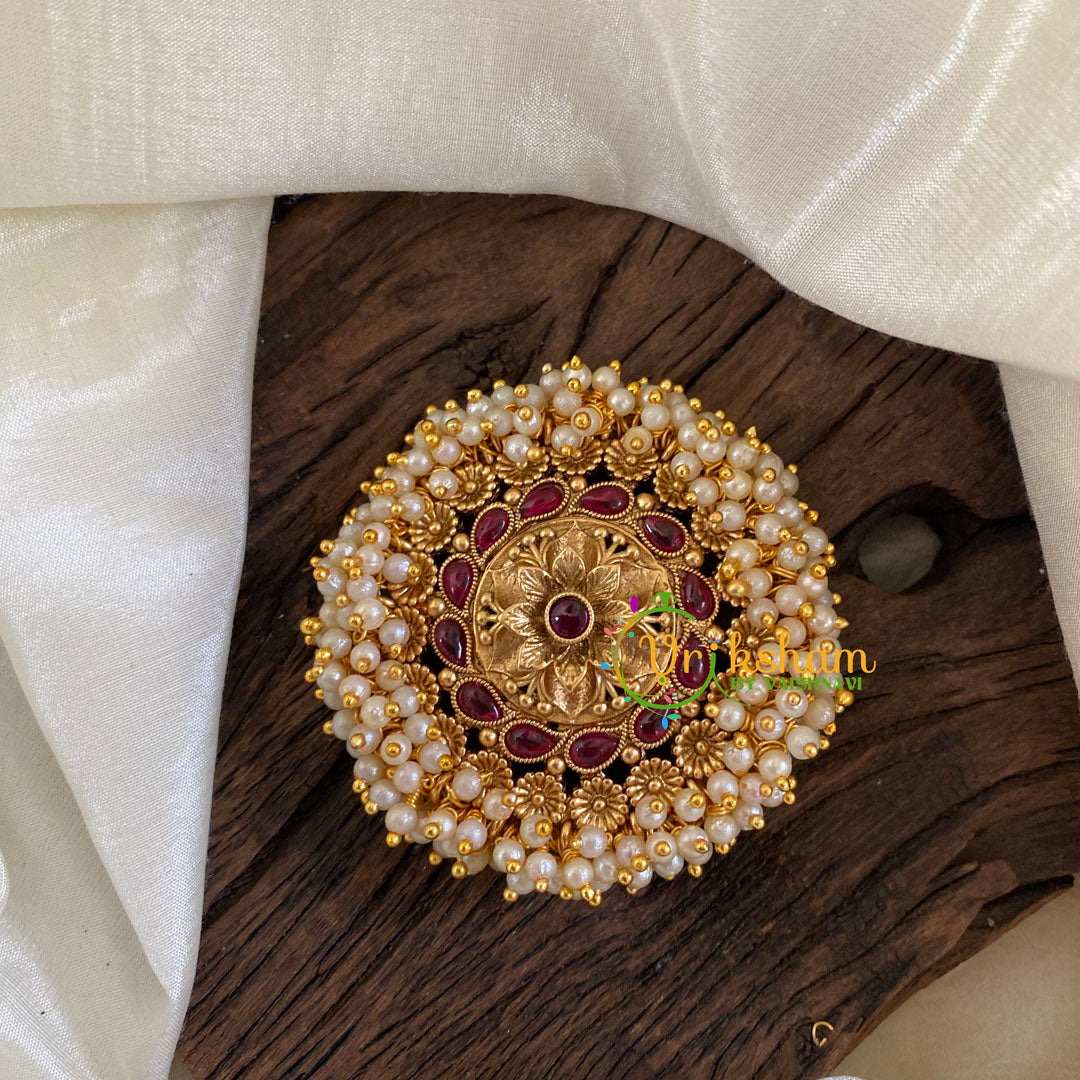 Antique Cluster Pearl Billai -Red-G10214