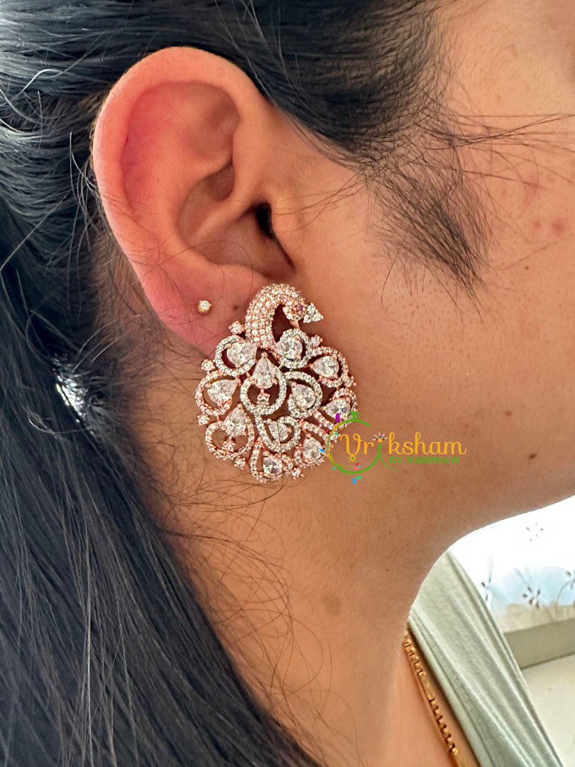 Rose Gold Peacock American Diamond Stud -G6632