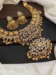 Premium Gold Look Alike Peacock Neckpiece -Ghungroo-G7713