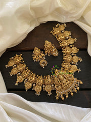 Gold Look Alike Lakshmi Pendant Short Neckpiece-G7711