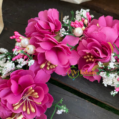 Pink Floral veni-Bridal Hair Accessory-H064