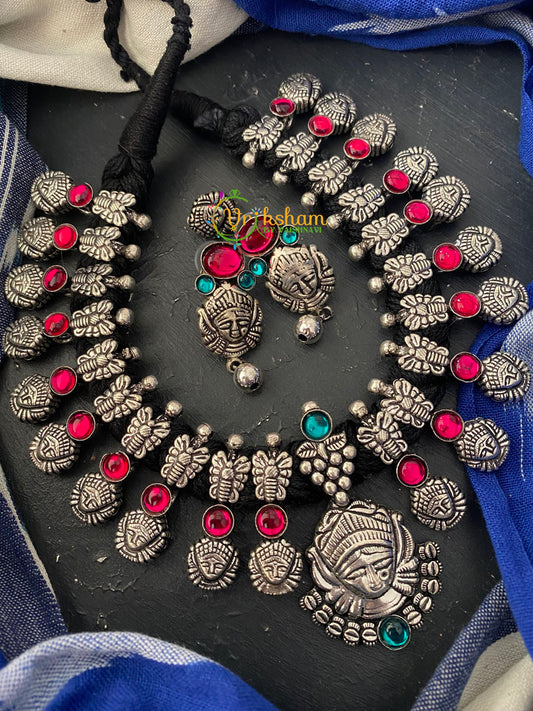 Black Thread  Kolhapuri Durga Neckpiece -S0129