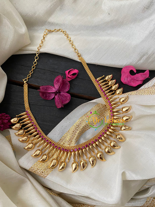 Gold Look Alike Kerala Mullai Mottu Maanga Neckpiece -G4246