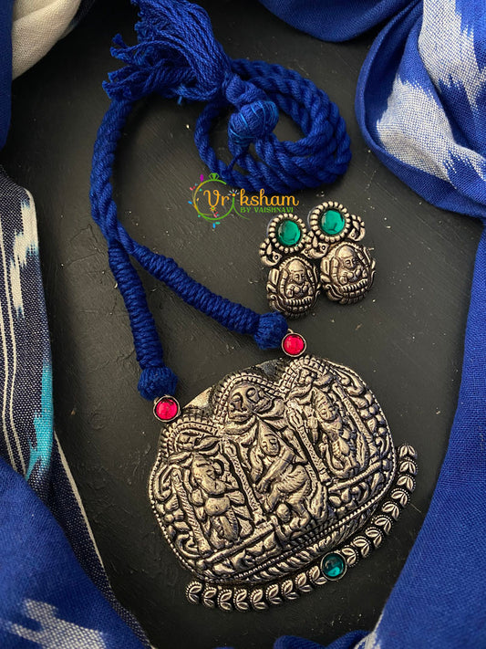 Temple Pendant Rope Neckpiece-Blue-S0045