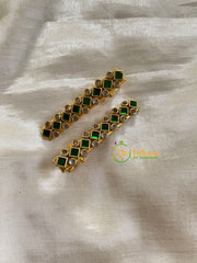 Kundan Hair Clip-gold-Green-Dice Dots-H287