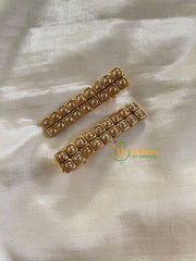 Kundan Hair Clip-gold pearl-Dots-H282