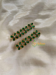 Kundan Hair Clip-gold-Flower Green-H266