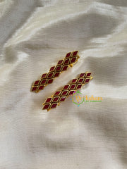 Kundan Hair Clip-gold-Maroon Matt- Dice-H277