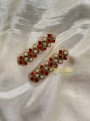 Kundan Hair Clip-gold-Red White -V Shaped -H274