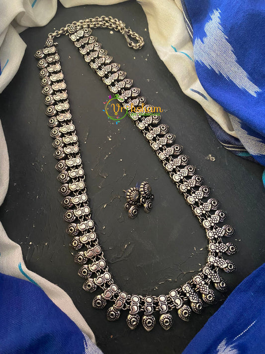 Kolhapuri Oxidized Silver Haram-Peacock Feather-S0203