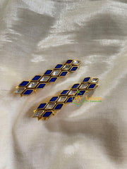 Kundan Hair Clip-gold-Blue White-Dice-H271