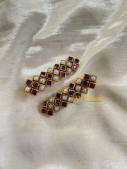 Kundan Hair Clip-gold-Purple- Dice Dots-H269