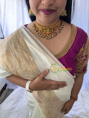Lakshmi Jadau Kundan High Neck Choker-Green Bead-J712