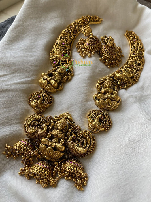 Antique Lakshmi Temple Haram -Intricately designed Lakshmi Neckpiece -G1711