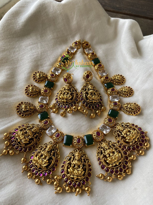 Lakshmi Mid Length Neckpiece with AD Stone -g1714