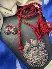 Lakshmi Pendant Rope Neckpiece-Red-S0136