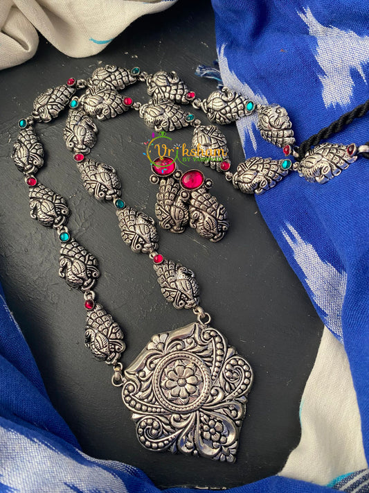 Oxidized German Silver Peacock Haram -S0122