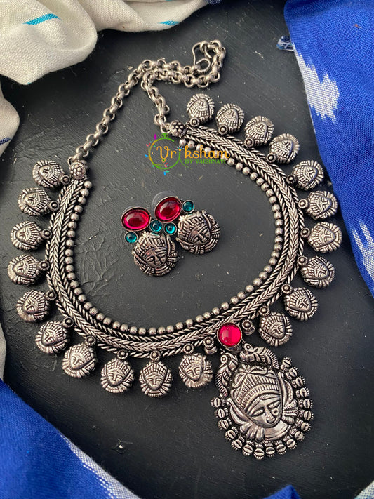 Kolhapuri Durga Neckpiece -Red Stone -S0179