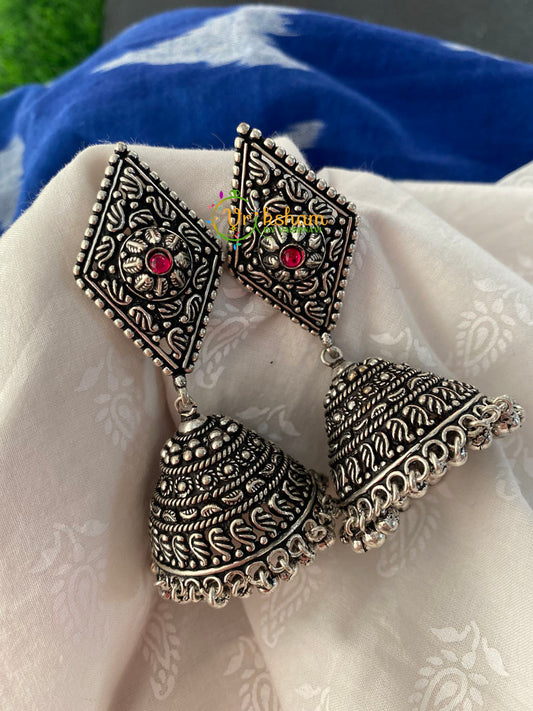 Oxidized Silver Dice Shaped Jhumkas-S0133