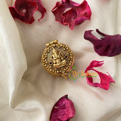 Gold Look Alike Ganesh Kumkum Box-Round Red-G4234