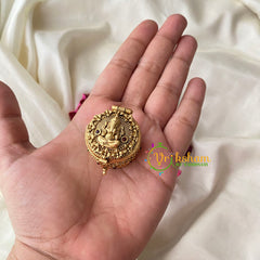 Gold Look Alike Ganesh Kumkum Box-Round Red-G4234