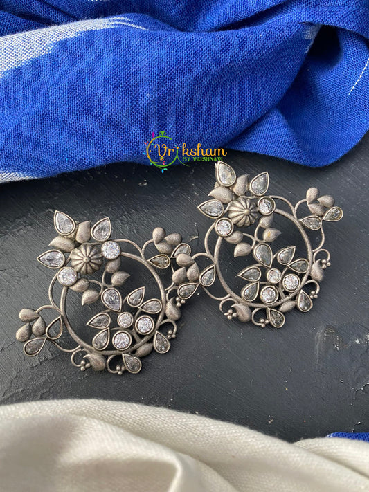 Silver Look Alike Jumbo Earrings -White-S0228