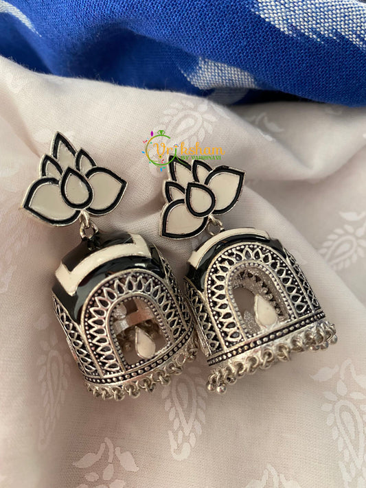 German Silver Meenakari Jhumkas -S0234