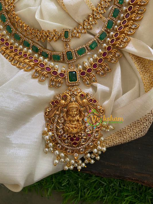 Premium 3 Layered Lakshmi Haram with Mugappu-G3343