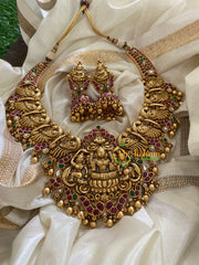 Premium Lakshmi Temple Short Neckpiece-GoldBead-G3372