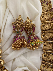 Premium Lakshmi Temple Haram Long Neckpiece-Gold-G3371