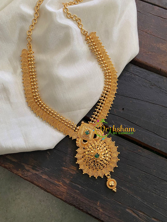 Traditional Kerala Coin Style Short Neckpiece-Green-G4278