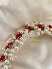White and Red Bead Bridal Hair Accessory-H071
