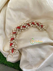White and Red Bead veni-Bridal Hair Accessory-H076