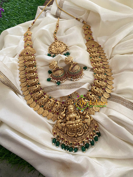 Premium Lakshmi Pendant Kaasumala Haram Long Neckpiece-G3352